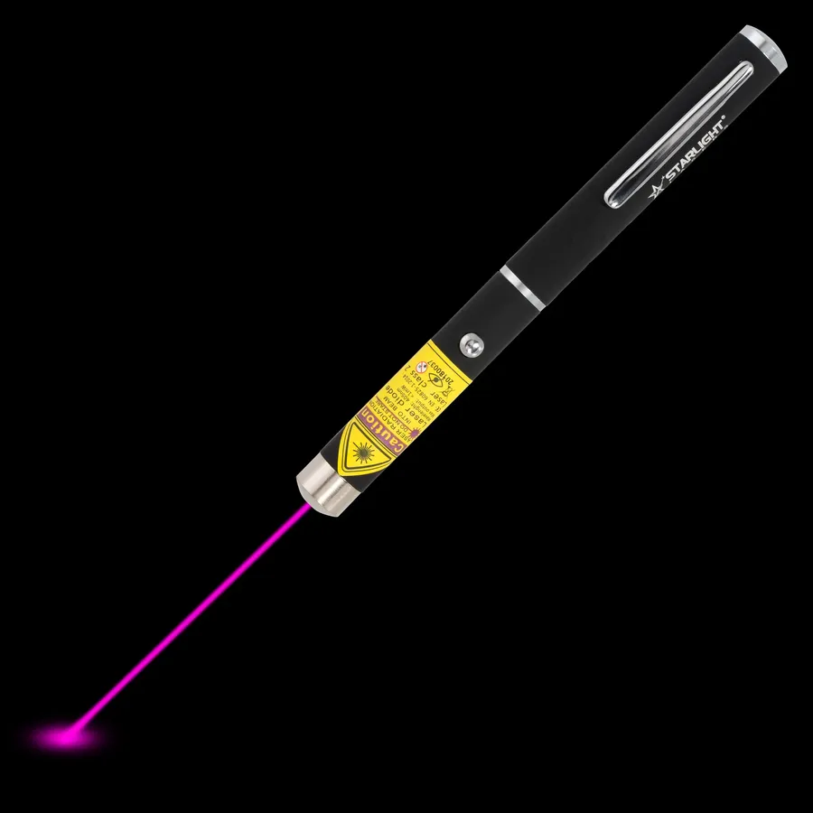 Violet laser pen Z1 with visible laser beam in the dark